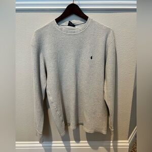 Polo Men’s XL Light Gray Waffle Nightwear Long Sleeve 100% Cotton Shirt